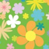 緑背景にたくさんの花が散りばめられたのシームレスパターン