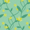 緑ベースの草花イラストパターン