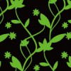 黒と緑のクールな植物のイラストパターン