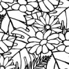 白黒の草花イラストパターン