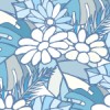 清潔感ある淡いブルーを基調とした草花のイラストパターン