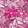 ピンクベースの南国系植物イラスト背景パターン