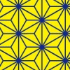 黄色と青の麻の葉柄パターン