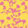 ピンクと黄色の植物をモチーフにしたボタニカル柄パターン