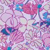 パープルカラーのラフタッチな花のイラストパターン