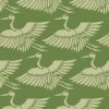 緑色の鶴のイラスト和柄パターン