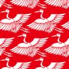 紅白カラーの鶴のイラスト和柄パターン