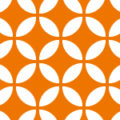 オレンジ色の七宝柄パターン