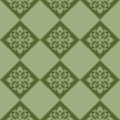 緑色のアジアン調の模様が入ったハーリキンチェックパターン