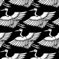 白黒の鶴のイラスト和柄パターン