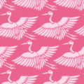 ピンク色の鶴のイラスト和柄パターン