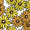 黄色い花のイラストが散らばるパターン