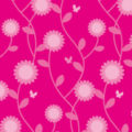ピンクベースのポップな草花のパターン