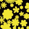 黒と黄色の影絵のような花柄のシームレスパターン