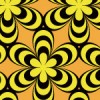 黒と黄色のミツバチを連想するような花柄パターン