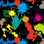 黒背景にカラーペンキが飛び散ったパターン 無料シームレスパターン素材 ダウンロードサイト