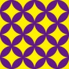 黄色と紫の七宝柄パターン