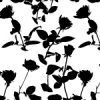白黒の植物をモチーフにしたボタニカル柄パターン