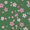 緑色背景の桜のイラストパターン