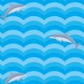 海を泳ぐイルカのイラストを使ったパターン