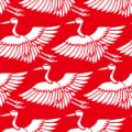 紅白カラーの鶴のイラスト和柄パターン