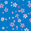 青背景の桜のイラストパターン